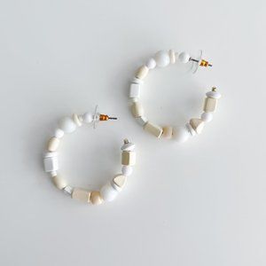 J. Crew Factory Multibead Hoop Earrings (White Dusty Ivory Multi)